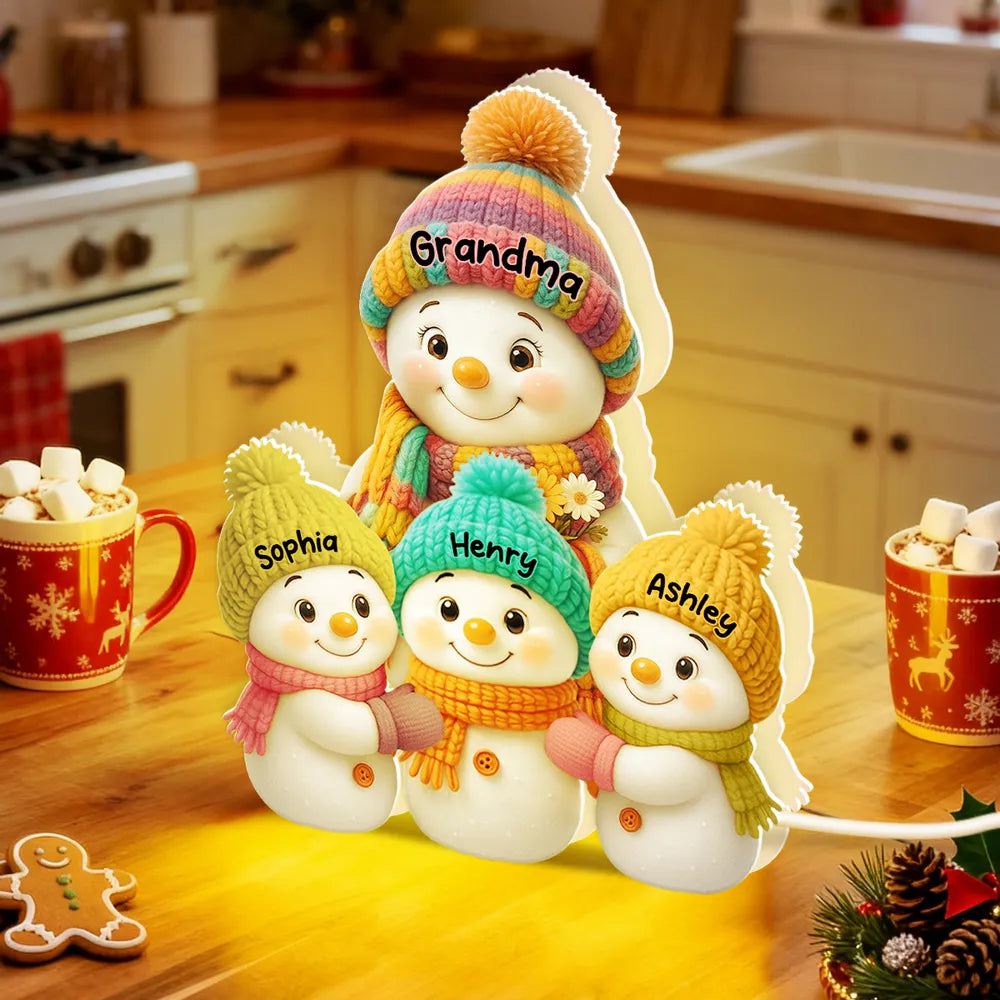Snowman Grandma, Grandpa, Grandparents and Grandkids Personalized Light Box - Christmas Gift for Grandparents