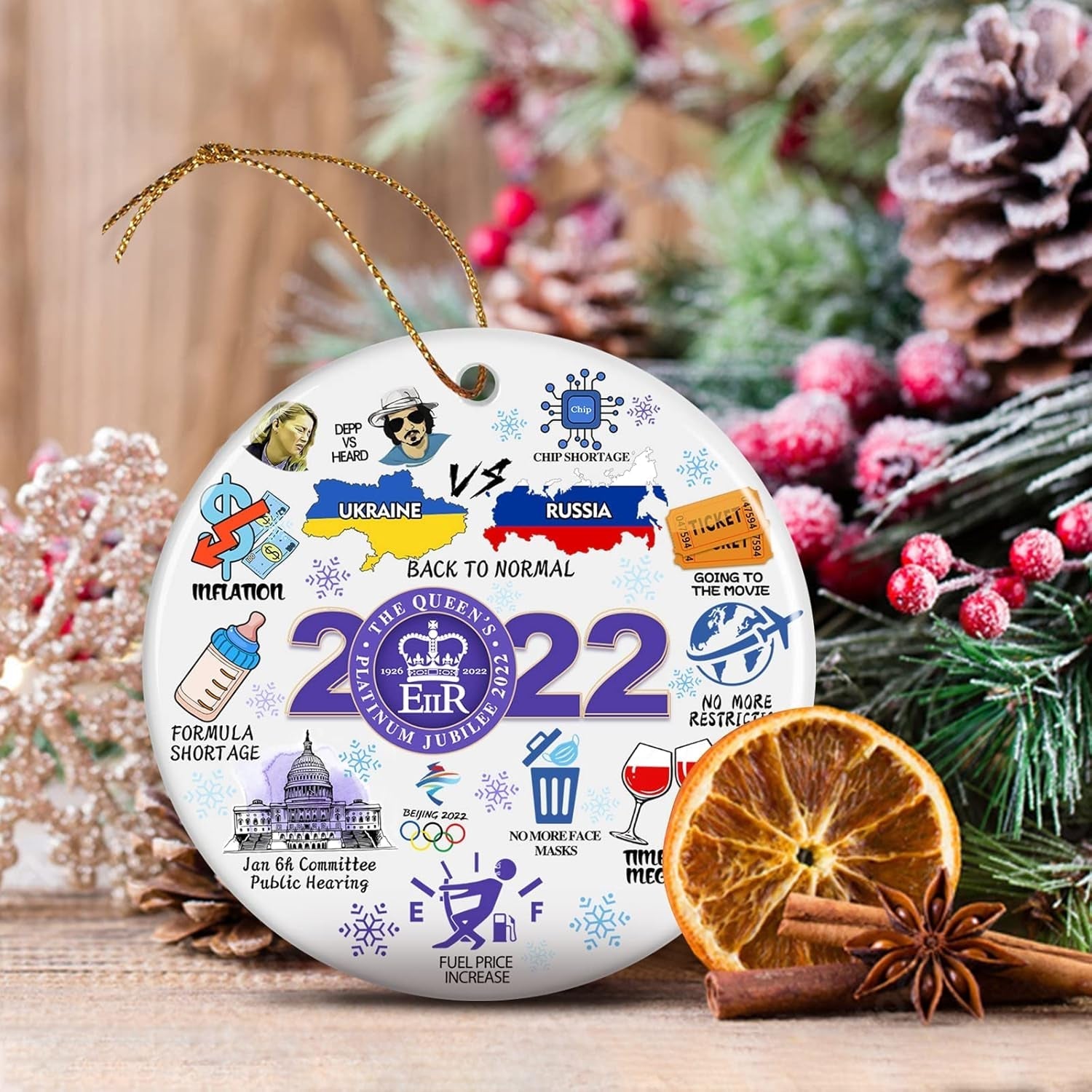 Funny 2022 Christmas Ornament – Ceramic Hanging Tree Decoration
