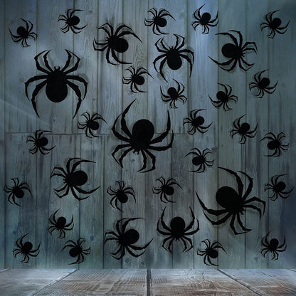 60 PCS Halloween Wall Decorations DIY Party Supplies 3D Plastic Spider Decoration Stickers, Indoor Outdoor Scary Spider Halloween Decor for Home Wall Window
